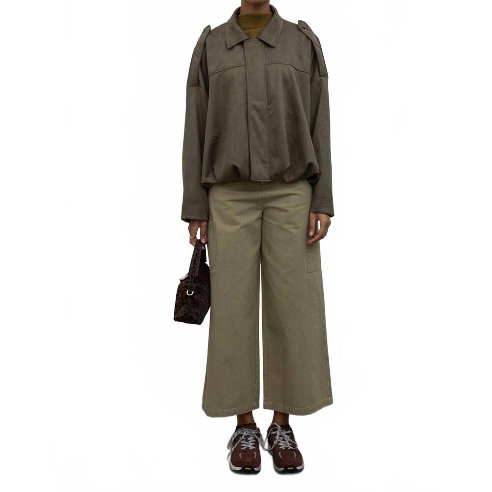 NEW COLLECTIVE cotton straight leg cargo pants in khaki green
